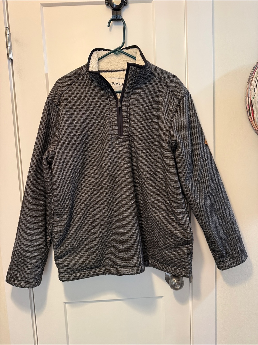Orvis Men's Brighton Sherpa Lined Quarter Zip Pullover Sweater Sz L
